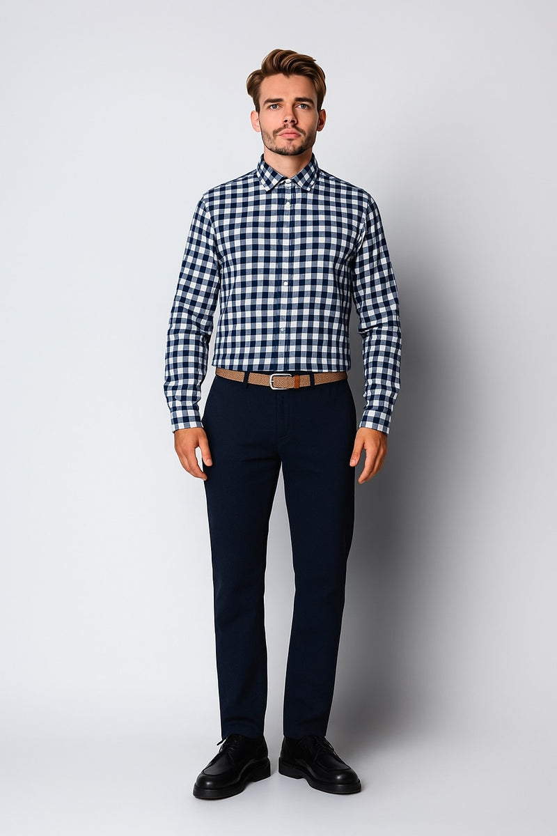 Clean Cut Copenhagen SKOVLUND SHIRT Shirts L/S Navy Ckecked