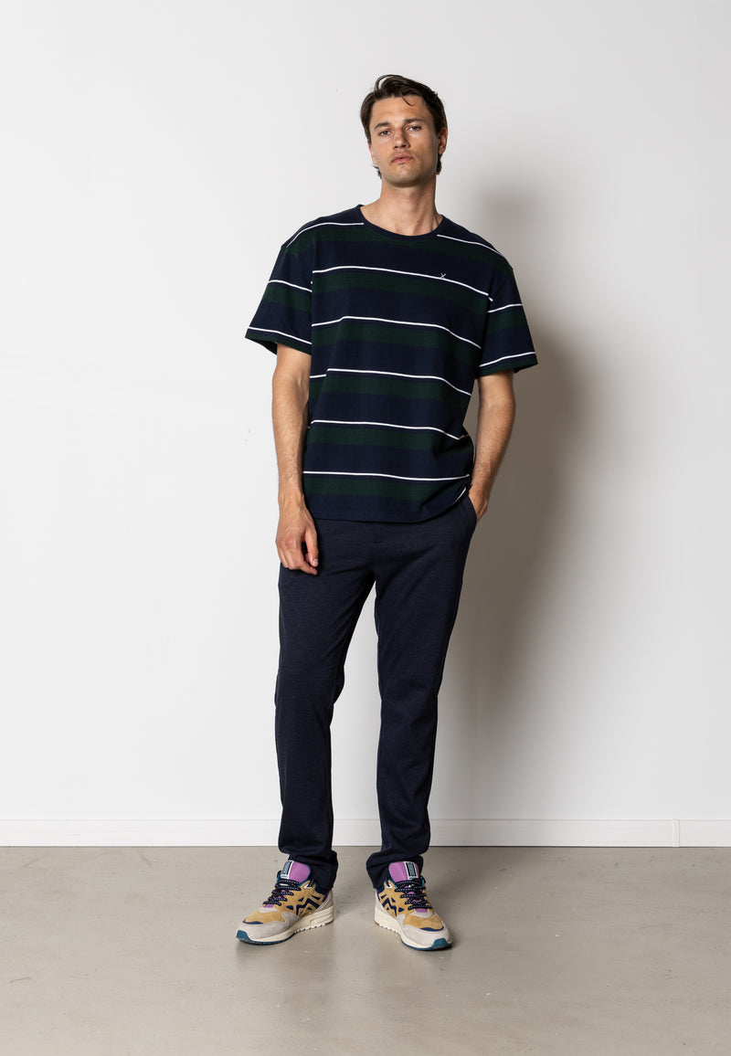 Clean Cut Copenhagen Sigurd cotton t-shirt T-shirts S/S Navy/Deep green striped