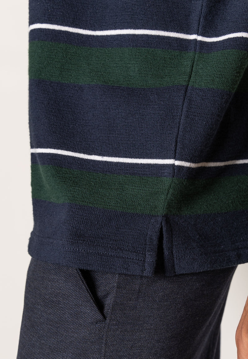Clean Cut Copenhagen Sigurd cotton t-shirt T-shirts S/S Navy/Deep green striped