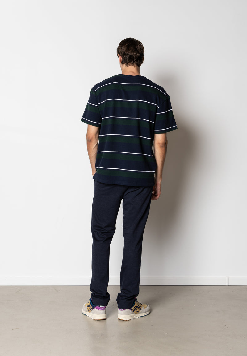 Clean Cut Copenhagen Sigurd cotton t-shirt T-shirts S/S Navy/Deep green striped