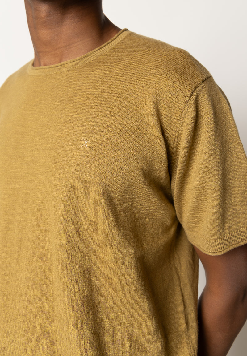 Clean Cut Copenhagen Thomas knitted t-shirt T-shirts S/S Dark Khaki