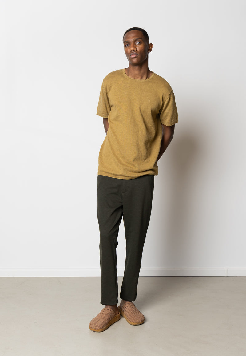 Clean Cut Copenhagen Thomas knitted t-shirt T-shirts S/S Dark Khaki