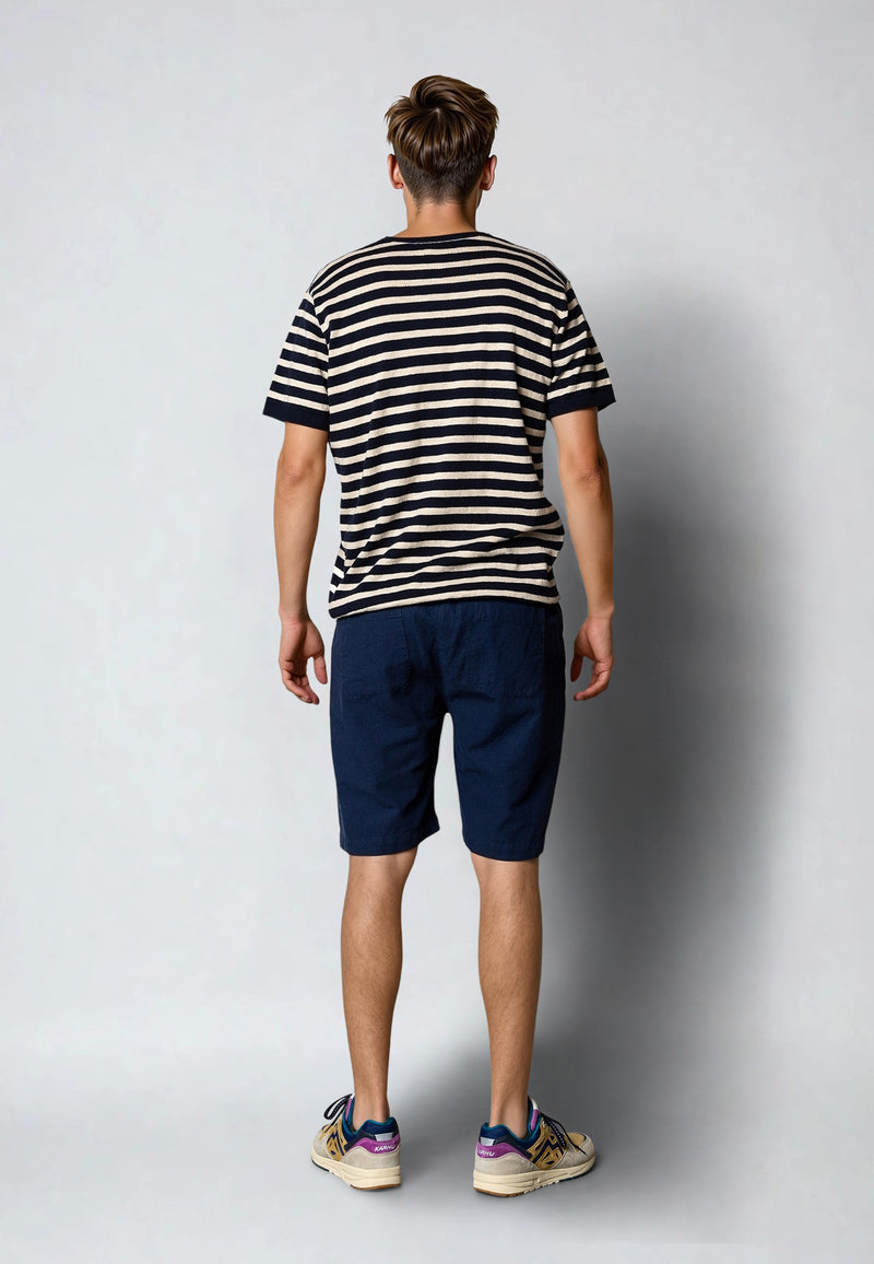 Clean Cut Copenhagen Thomas stripe knitted t-shirt T-shirts S/S Navy/Ecru striped