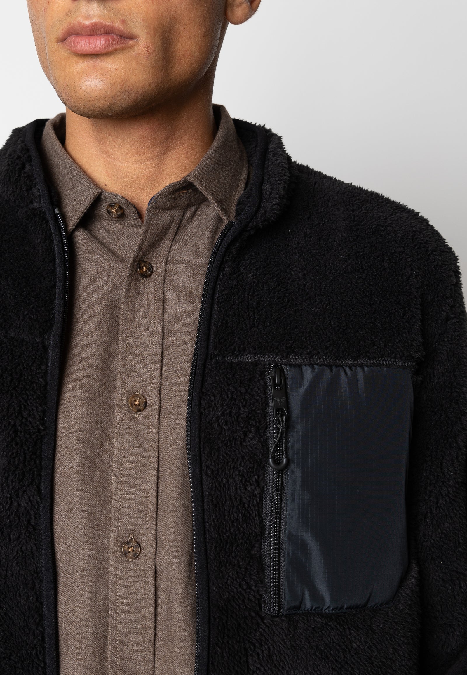 WOOD FLEECE JACKET - Black – Urban Brands