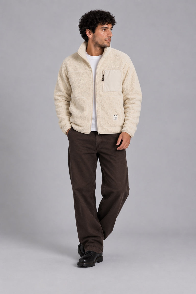 WOOD FLEECE JACKET - Ecru – Urban Brands