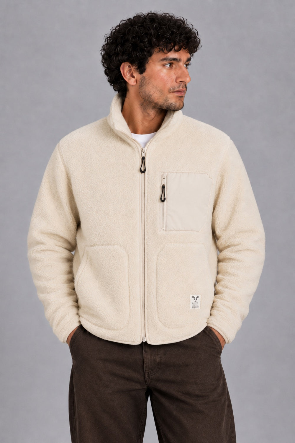 WOOD FLEECE JACKET - Ecru – Urban Brands