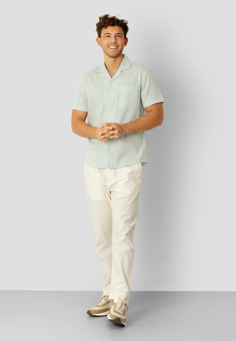 Clean Cut Copenhagen Giles cotton/linen shirt Shirts S/S Minty Green Melange