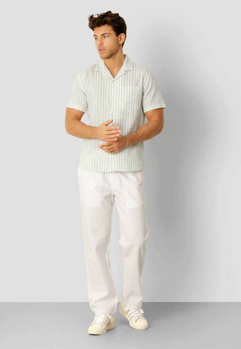 Clean Cut Copenhagen Giles cotton/linen shirt Shirts S/S Minty/Ecru