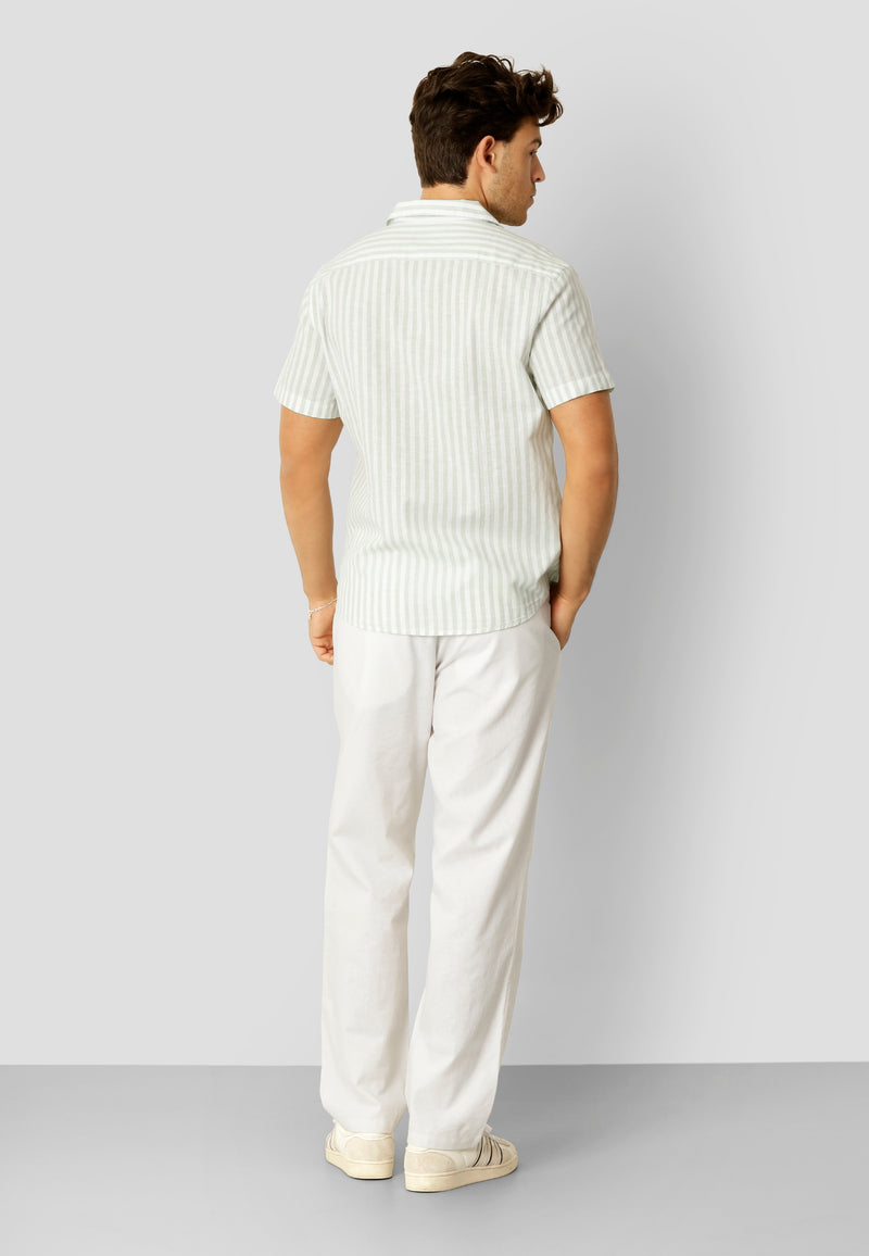 Clean Cut Copenhagen Giles cotton/linen shirt Shirts S/S Minty/Ecru
