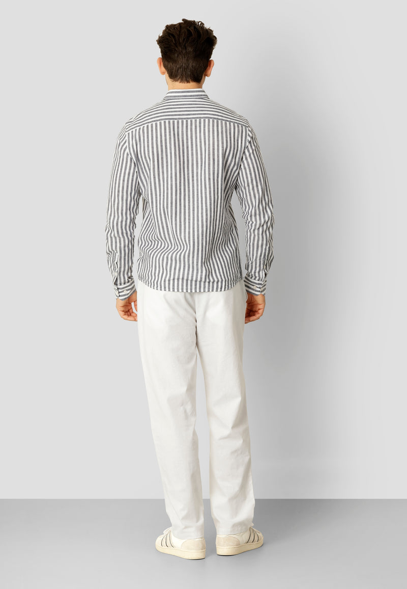 Clean Cut Copenhagen Jamie cotton/linen striped shirt Shirts L/S Navy / Ecru