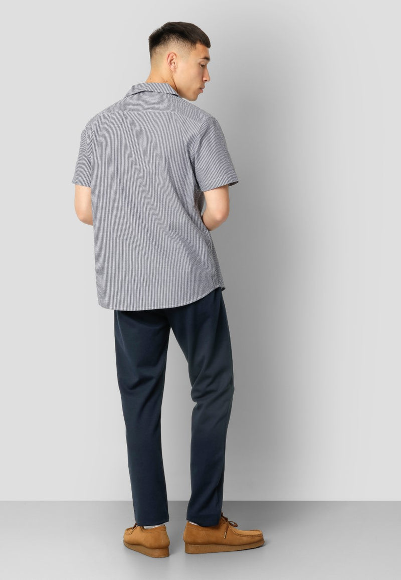 Clean Cut Copenhagen Julius seersucker S/S shirt Shirts S/S Blue striped
