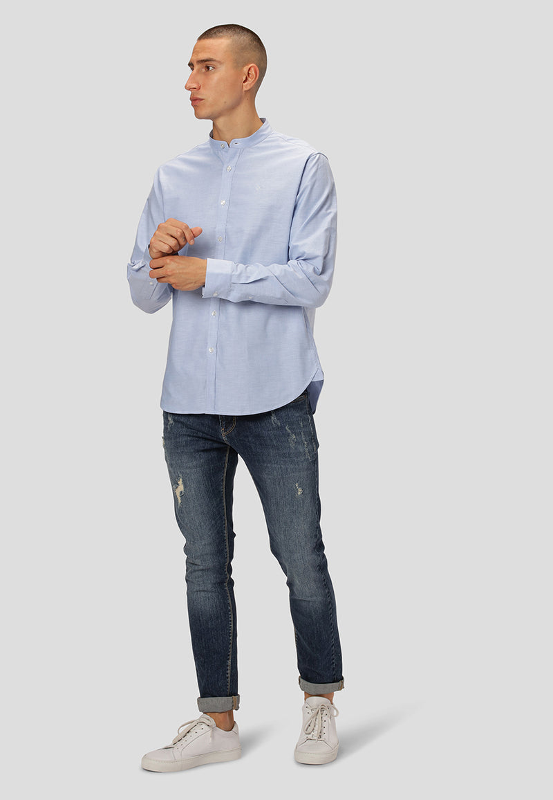 Clean Cut Copenhagen Oxford mandarin collar stretch shirt Shirts L/S Light Blue