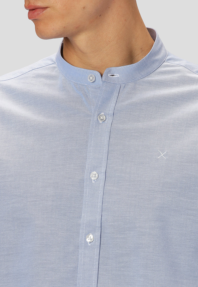 Clean Cut Copenhagen Oxford mandarin collar stretch shirt Shirts L/S Light Blue